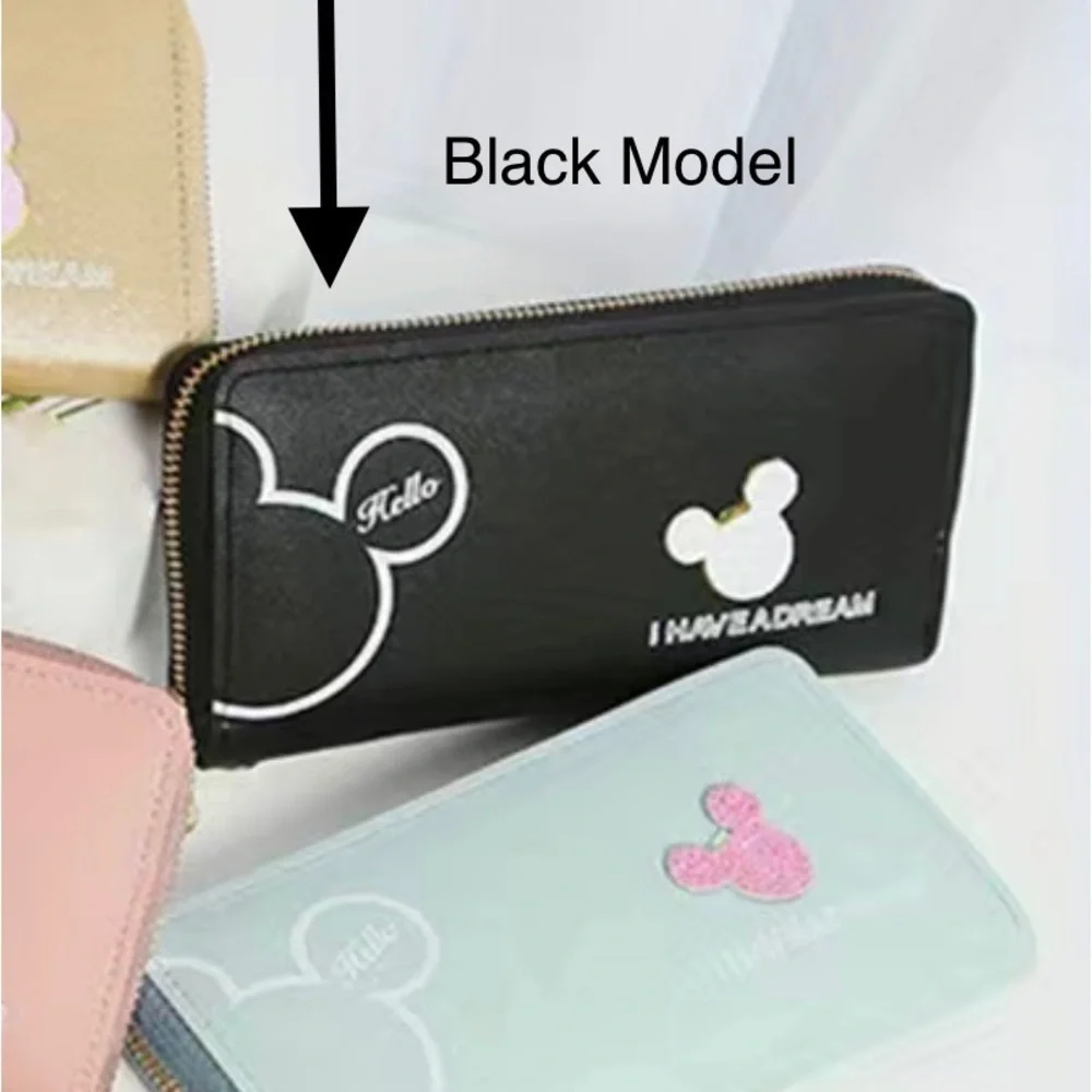 Minnie Mickey Mouse Wristlet Clutch Convertible Wallet Black